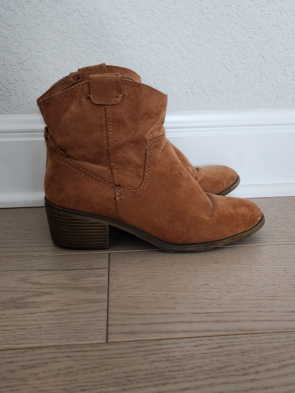 Tan Suede Western Ankle Boots - Picture 2 of 2